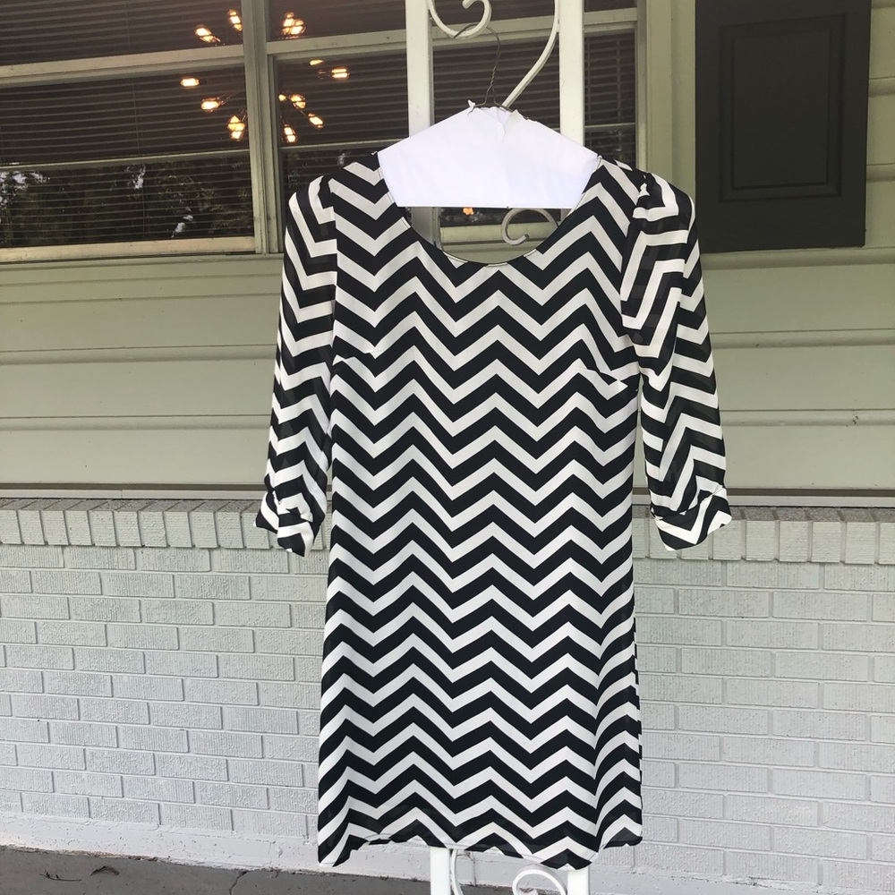 Black and white chevron dress